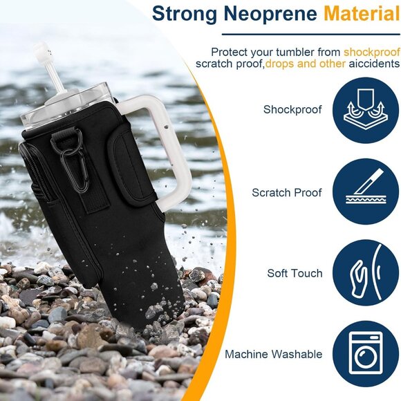 NWT Water Bottle Bag with Phone Pocket for Stanley 40oz Tumbler - Picture 3 of 5